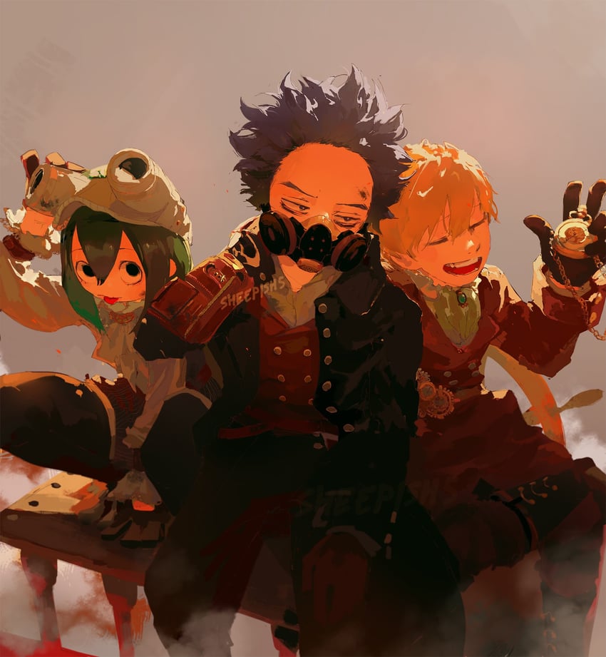 asui tsuyu, shinso hitoshi, and monoma neito (boku no hero academia) drawn by sheepishs