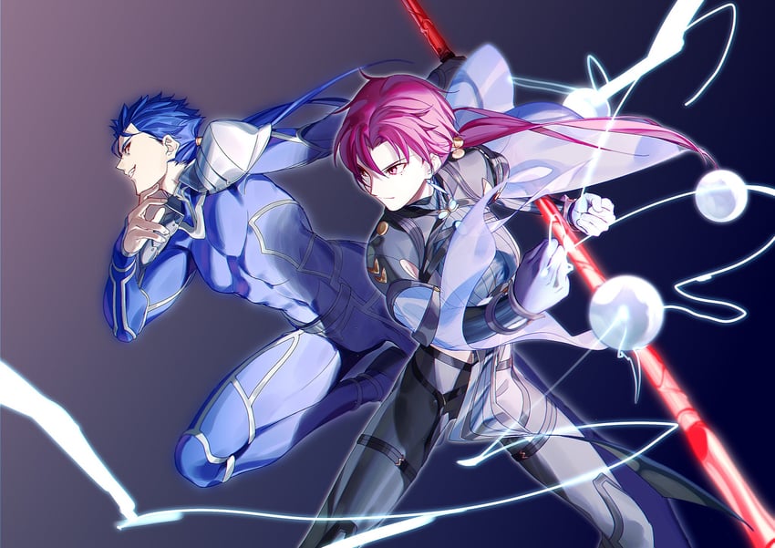 cu chulainn, bazett fraga mcremitz, and manannan mac lir (fate and 1 more) drawn by baaji