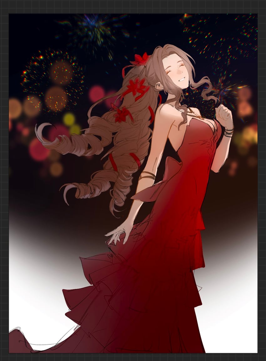 aerith gainsborough (final fantasy and 2 more) drawn by xianyu314