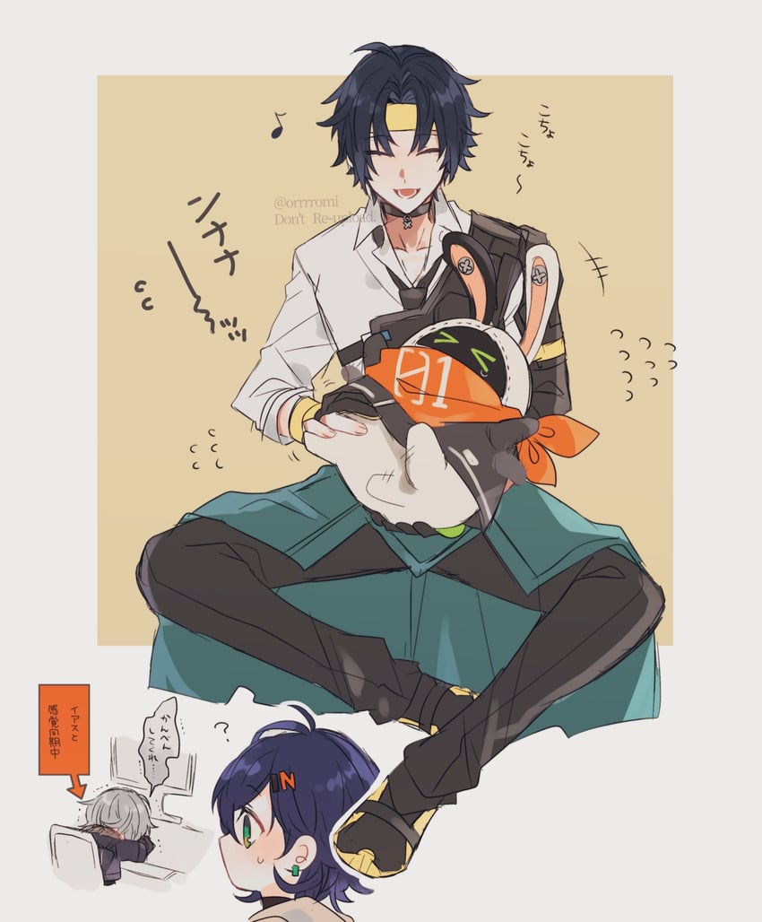 belle, wise, eous, and asaba harumasa (zenless zone zero) drawn by orrrromi