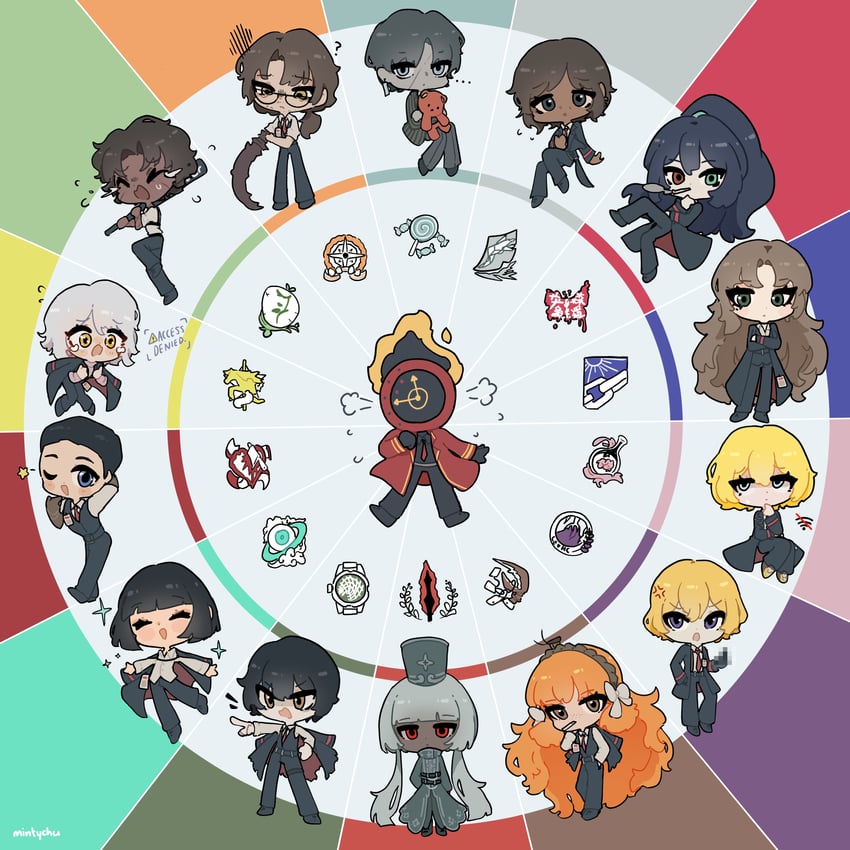 ishmael, don quixote, faust, sinclair, yi sang, and 10 more (project moon and 1 more) drawn by minty_chu