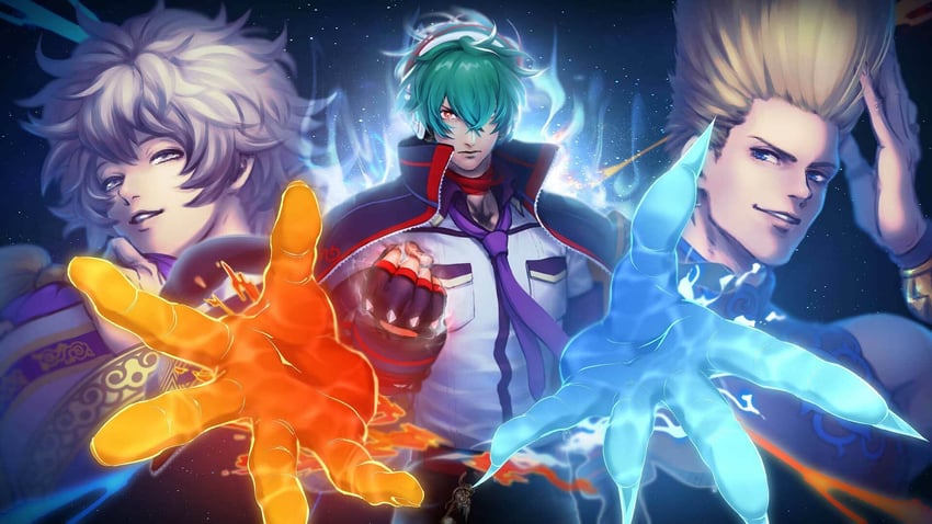 nikaidou benimaru, shun'ei, and meitenkun (the king of fighters and 1 more)