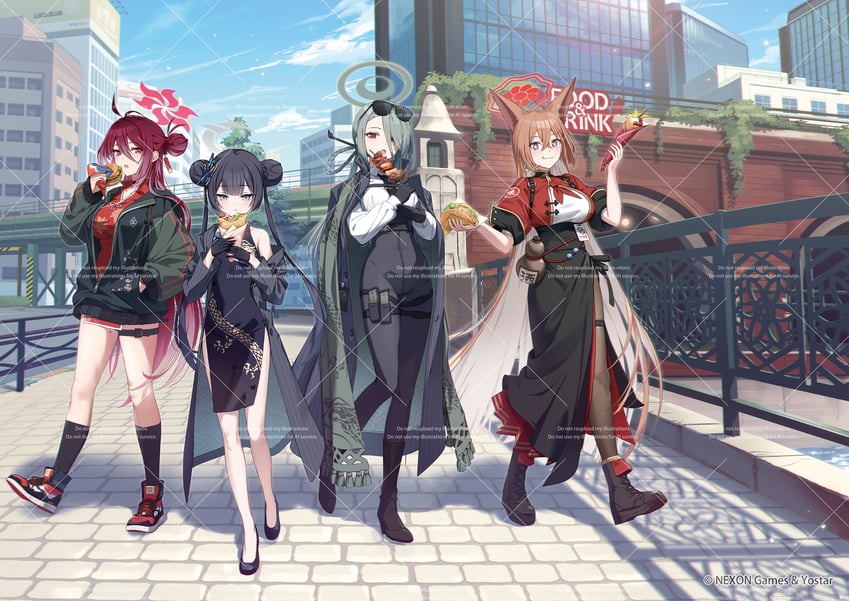 kisaki, reijo, rumi, and mina (blue archive) drawn by azumi_akitake