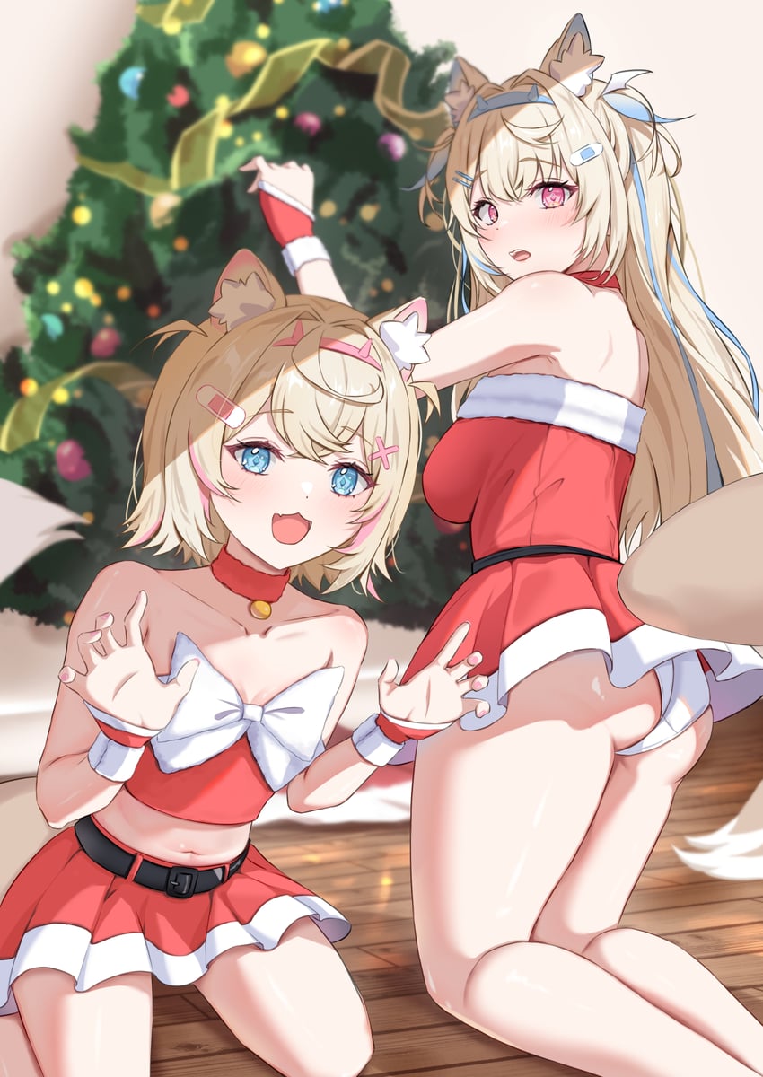 fuwawa abyssgard and mococo abyssgard (hololive and 1 more) drawn by hanefuro