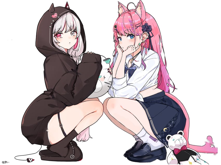kuramochi meruto and ishigami nozomi (nijisanji) drawn by neko_kai-san