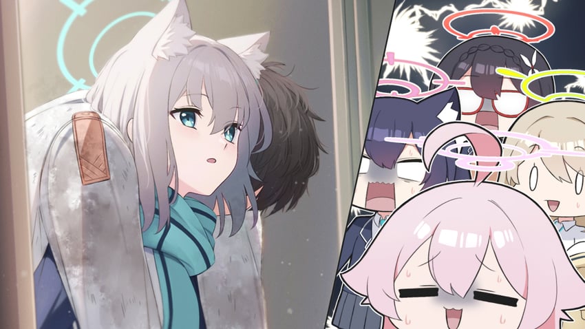 sensei, shiroko, hoshino, nonomi, serika, and 1 more (blue archive) drawn by junu_(jwoo5627)