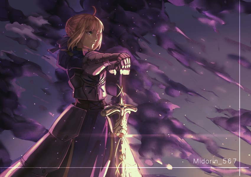 artoria pendragon and saber (fate and 1 more) drawn by midorin_567