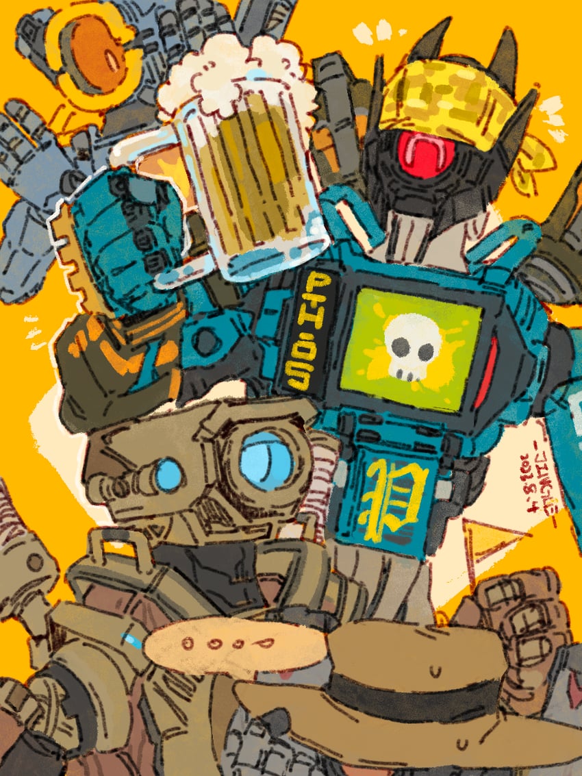 pathfinder, memoir noir pathfinder, bad bot pathfinder, and deep sixed pathfinder (apex legends) drawn by chi_wo_chaoji_gou
