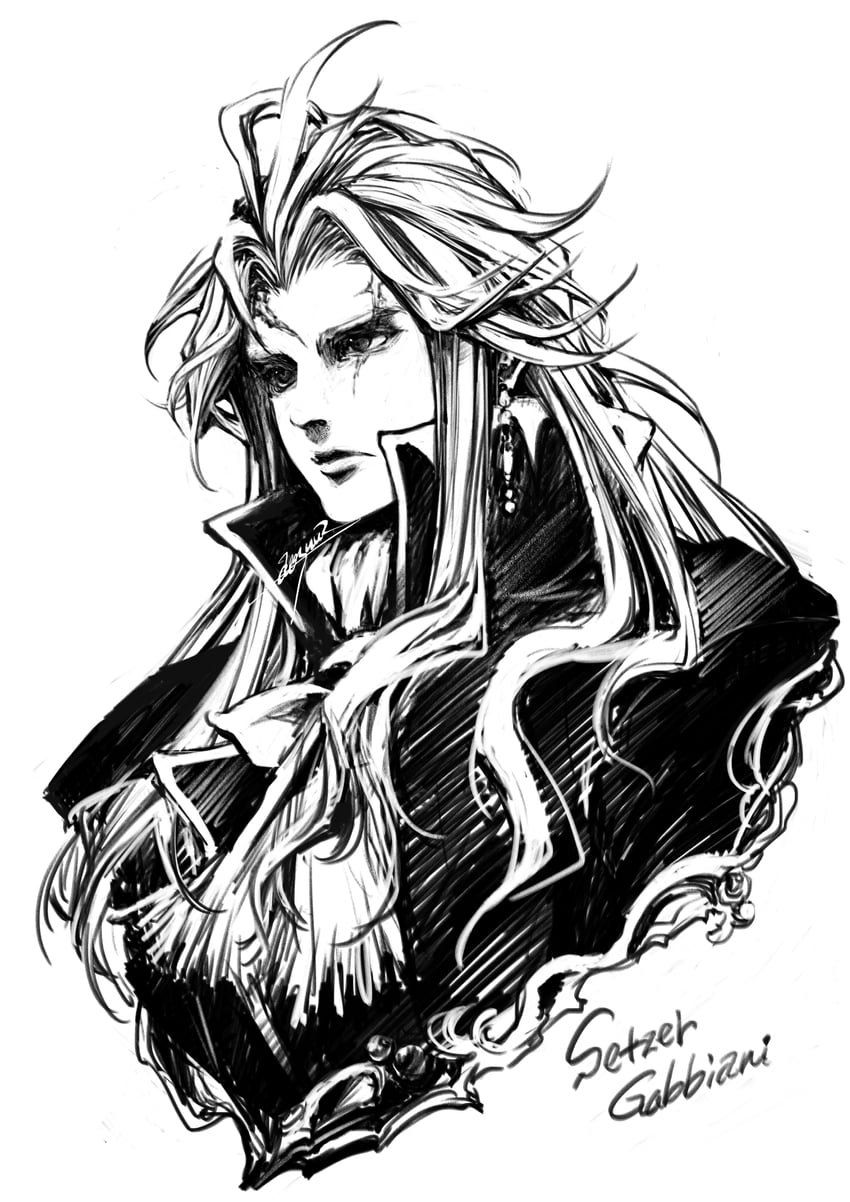 setzer gabbiani (final fantasy and 1 more) drawn by aosuna