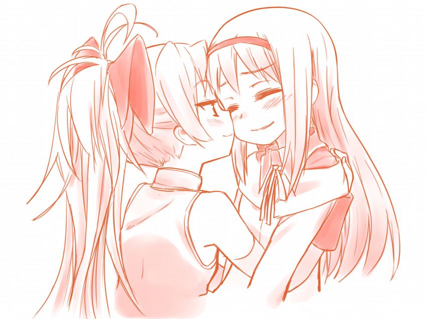 akemi homura and sakura kyoko (mahou shoujo madoka magica) drawn by uasi