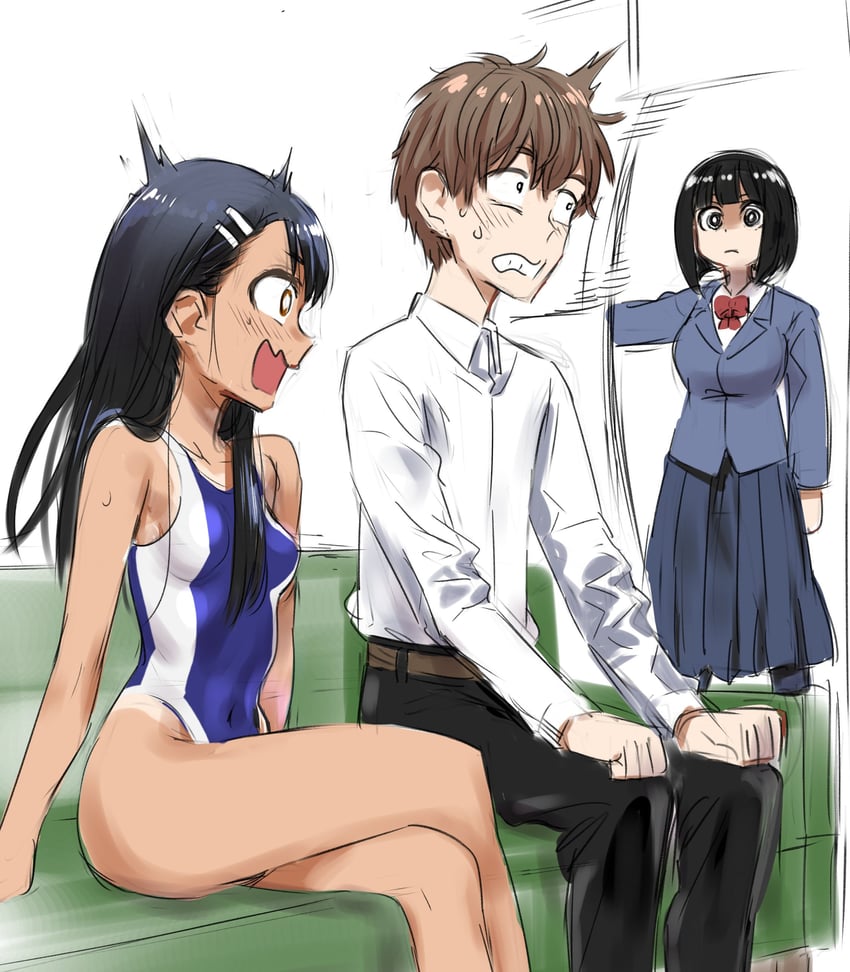 nagatoro hayase, hachiouji naoto, and sunomiya hana (ijiranaide nagatoro-san) drawn by 774_(nanashi)