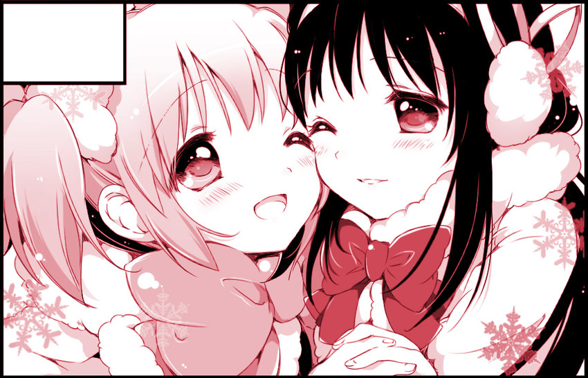 akemi homura and kaname madoka (mahou shoujo madoka magica) drawn by yamada_ako