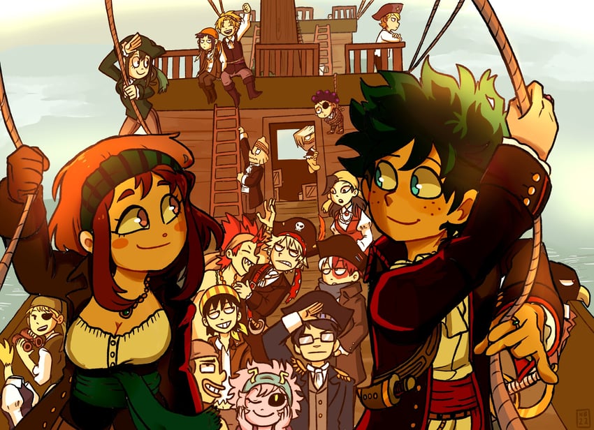 midoriya izuku, bakugou katsuki, uraraka ochaco, todoroki shoto, asui tsuyu, and 15 more (boku no hero academia) drawn by bessie_nessie
