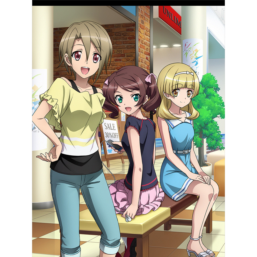 itaba yumi, terashima shiori, and andou kuriyo (senki zesshou symphogear and 1 more)