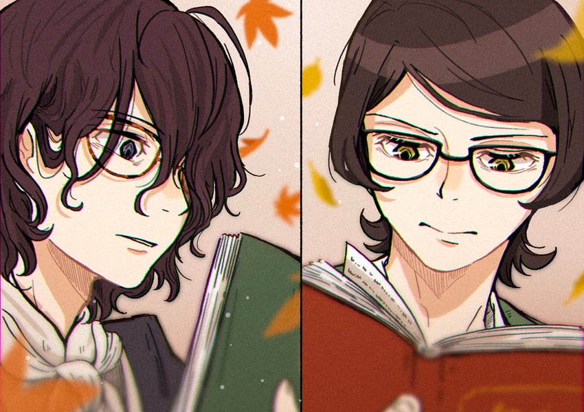edgar allan poe and oguri mushitarou (bungou stray dogs) drawn by norimizu