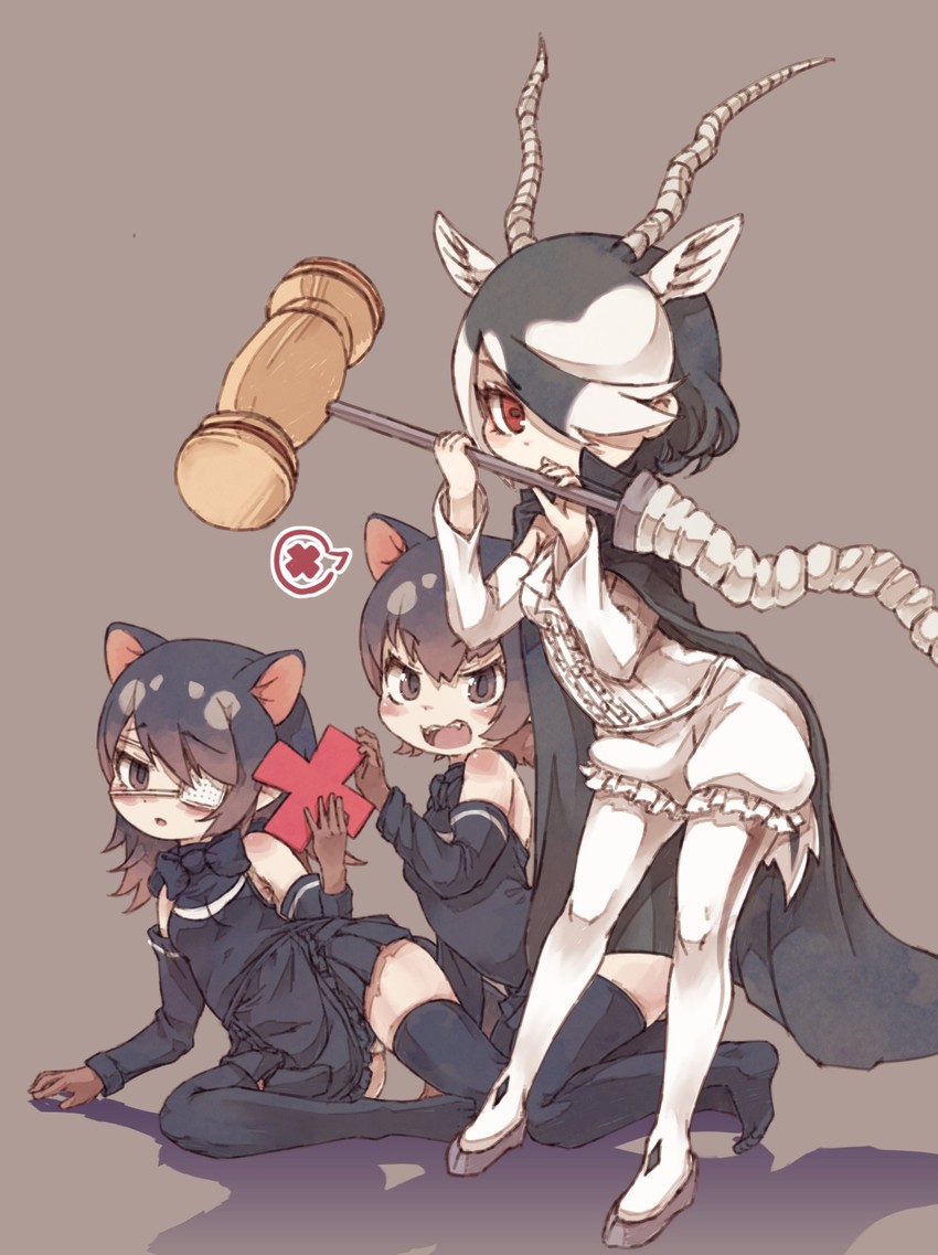 australian devil, tasmanian devil, and blackbuck (kemono friends) drawn by kolshica