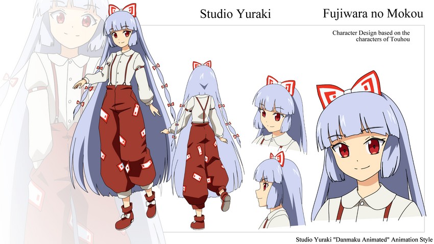 fujiwara no mokou (touhou and 1 more) drawn by studio_yuraki