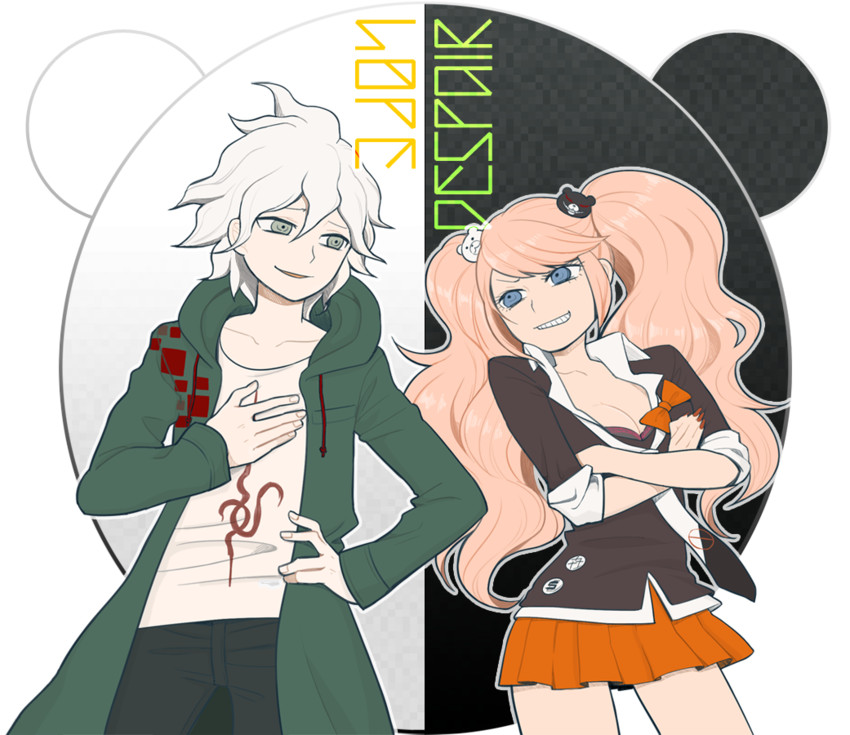 komaeda nagito and enoshima junko (danganronpa and 2 more) drawn by taki_(k_ki_yo)