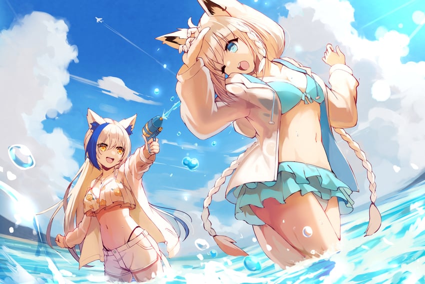 shirakami fubuki and aomiya yozuri (hololive and 1 more) drawn by sue_(bg-bros)