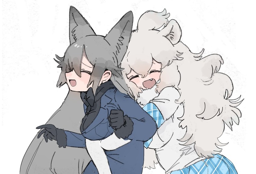 silver fox and white lion (kemono friends) drawn by 010mzam