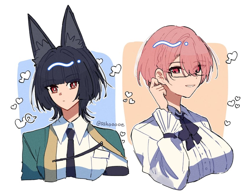 hoshimi miyabi and tsukishiro yanagi (zenless zone zero) drawn by sshooooe