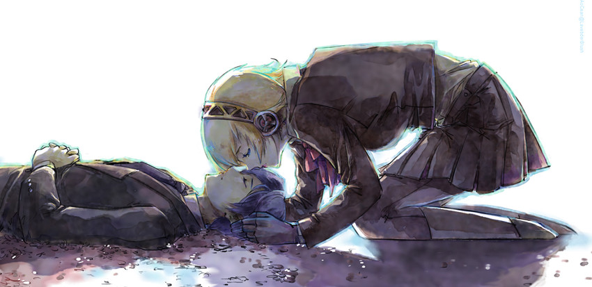 yuuki makoto and aigis (persona and 1 more) drawn by aocean