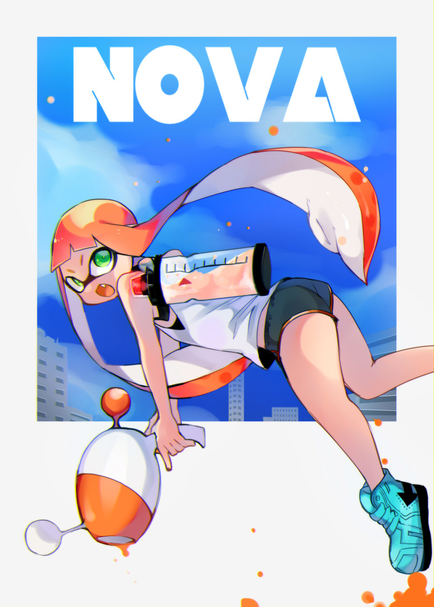 inkling player character and inkling girl (splatoon and 1 more) drawn by danimaru