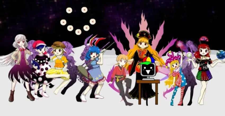 clownpiece, junko, hecatia lapislazuli, kishin sagume, doremy sweet, and 4 more (touhou and 3 more) drawn by kuyaradventures