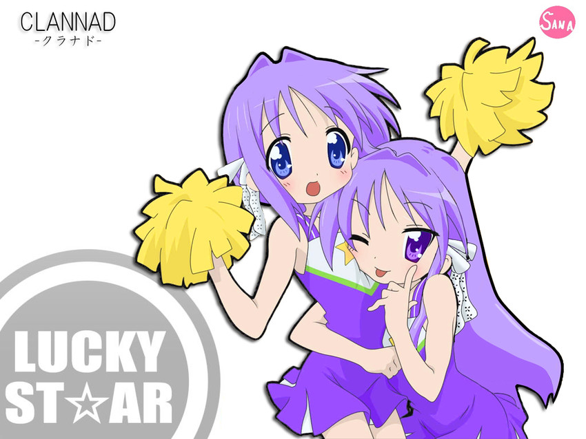 hiiragi kagami, hiiragi tsukasa, fujibayashi kyou, and fujibayashi ryou (lucky star and 2 more) drawn by rakisana