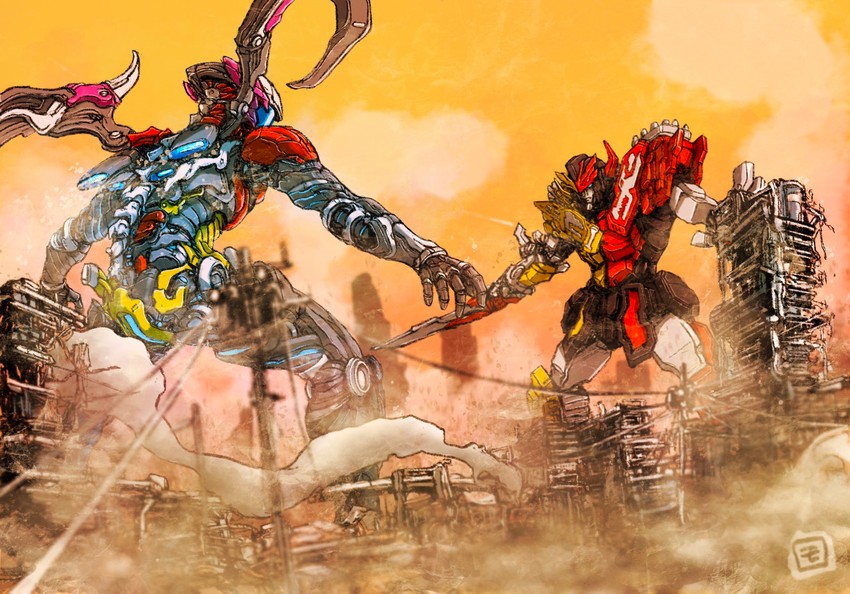 zenkaioh juragaon and megazord (super sentai and 2 more) drawn by moyan