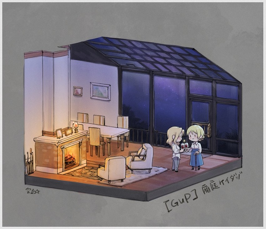 darjeeling and kay (girls und panzer) drawn by soramame_(corndog)