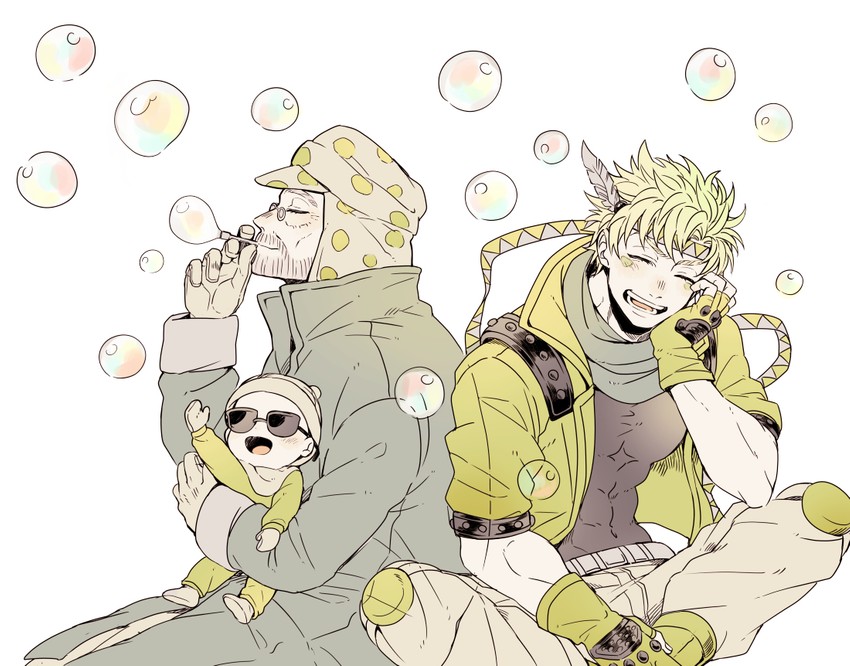 joseph joestar, caesar anthonio zeppeli, and shizuka joestar (jojo no kimyou na bouken and 1 more) drawn by setsunano