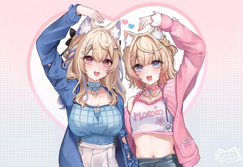 fuwawa abyssgard and mococo abyssgard (hololive and 1 more) drawn by nyctea_snow