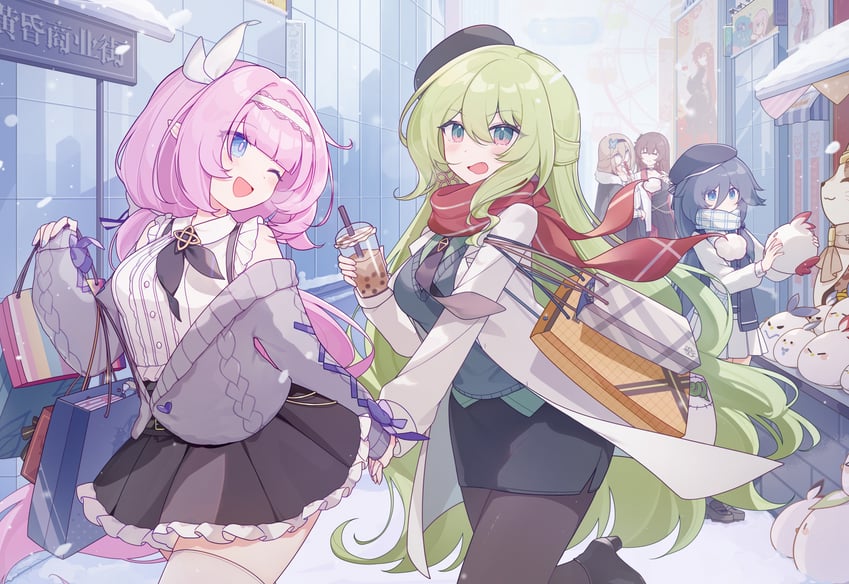 elysia, fu hua, mobius, aponia, eden, and 1 more (honkai and 1 more) drawn by eta