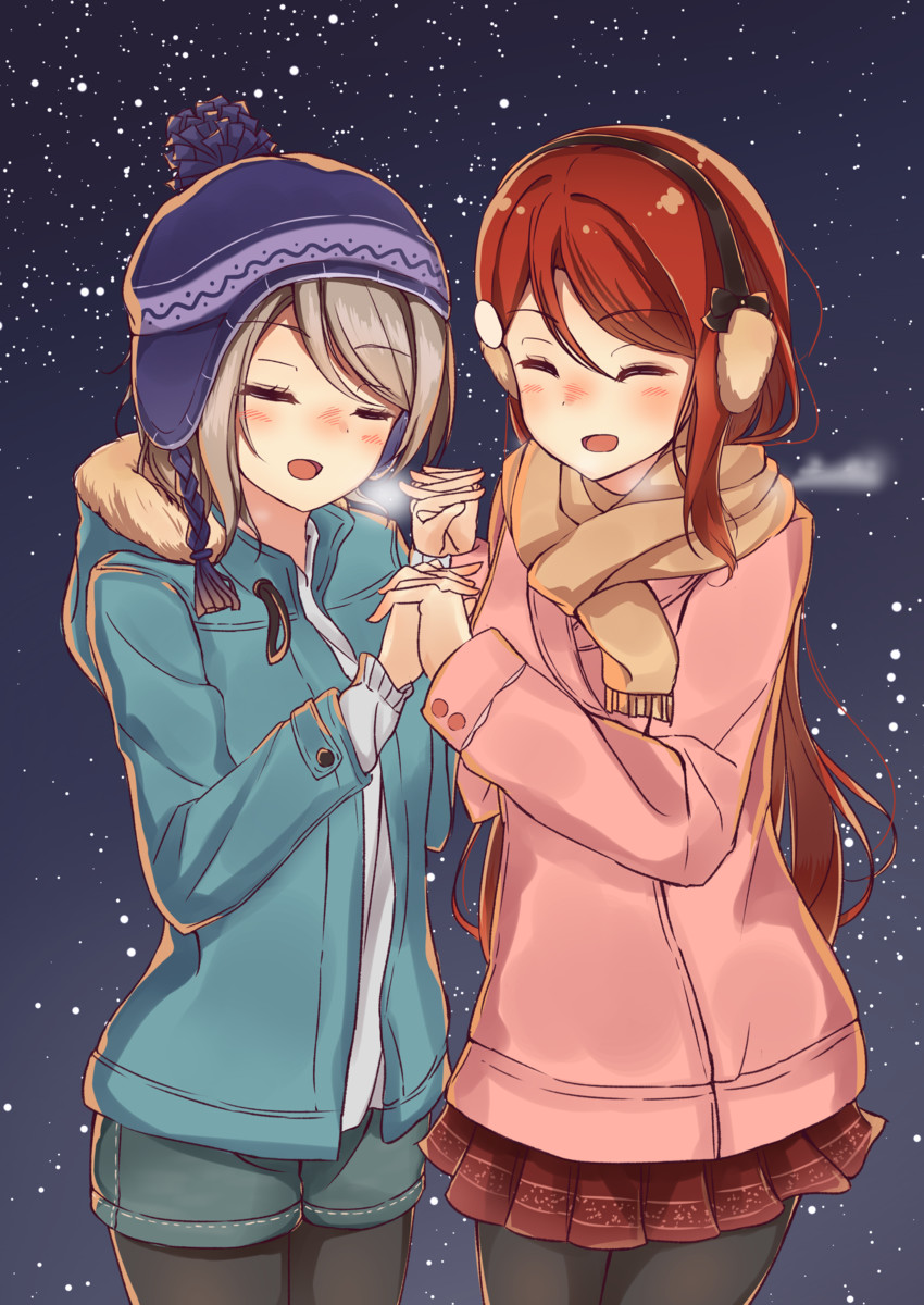 watanabe you and sakurauchi riko (love live! and 1 more) drawn by sonoko_neko