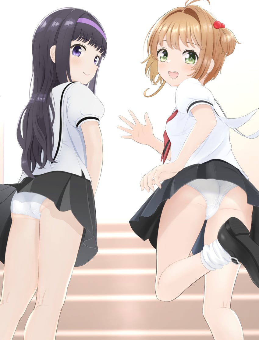 kinomoto sakura and daidouji tomoyo (cardcaptor sakura) drawn by tanakaminos