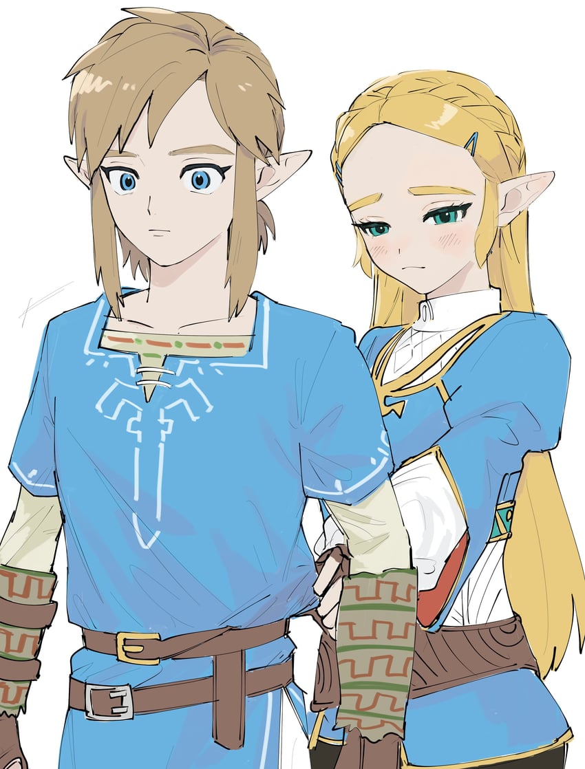 link and princess zelda (the legend of zelda and 1 more) drawn by yamori_(yamoooon21)
