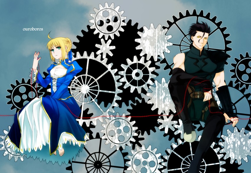 artoria pendragon, saber, and diarmuid ua duibhne (fate and 1 more) drawn by yamazaki_kore