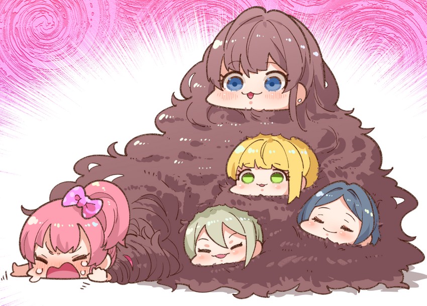 jougasaki mika, ichinose shiki, hayami kanade, miyamoto frederica, and shiomi syuko (idolmaster and 1 more) drawn by takato_kurosuke