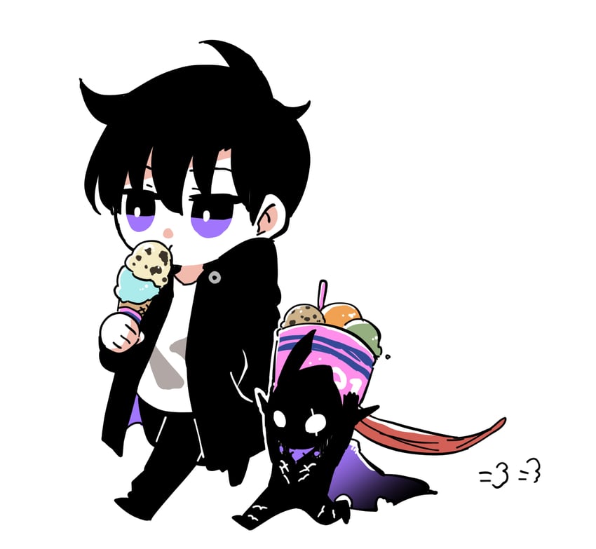 sung jin-woo and igris (solo leveling) drawn by 8mo10
