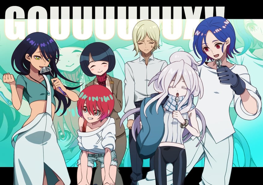 amate yuzuriha, shuji ito, nyaan, shiiko sugai, deux murasame, and 1 more (gundam and 1 more) drawn by itsuki_keiichi