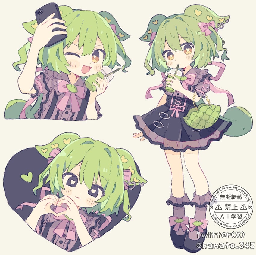 zundamon and jirai kei zundamon (voicevox) drawn by kanamochi_kanato