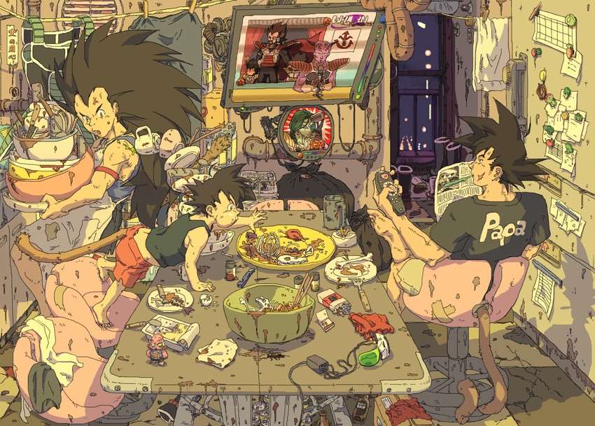 son goku, vegeta, frieza, bardock, raditz, and 6 more (dragon ball and 1 more) drawn by sumiru_(dancing_monkey)