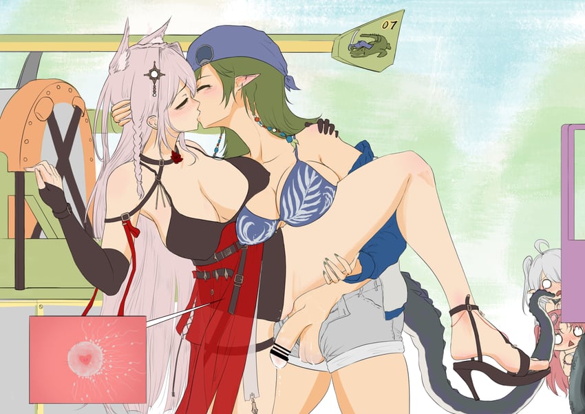 tomimi, myrtle, gavial, pozyomka, and gavial the invincible (arknights) drawn by shangguanzhuhanyi