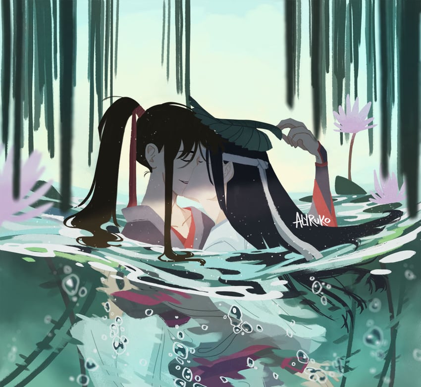 wei wuxian and lan wangji (modao zushi) drawn by alyruko