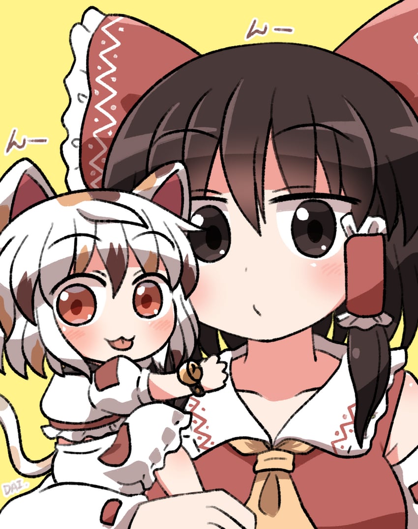 hakurei reimu and goutokuji mike (touhou) drawn by rokugou_daisuke