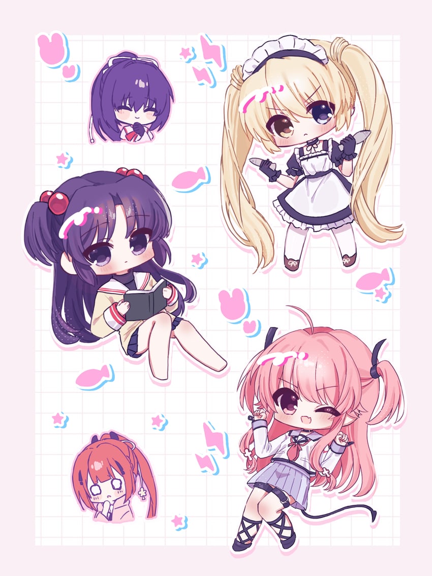 yui, ichinose kotomi, nakatsu shizuru, kamiyama shiki, and konohana lucia (clannad and 4 more) drawn by eshiko