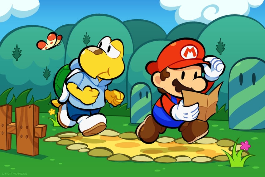 mario, koopa troopa, paper mario, and koops (mario and 2 more) drawn by vinny_(dingitydingus)