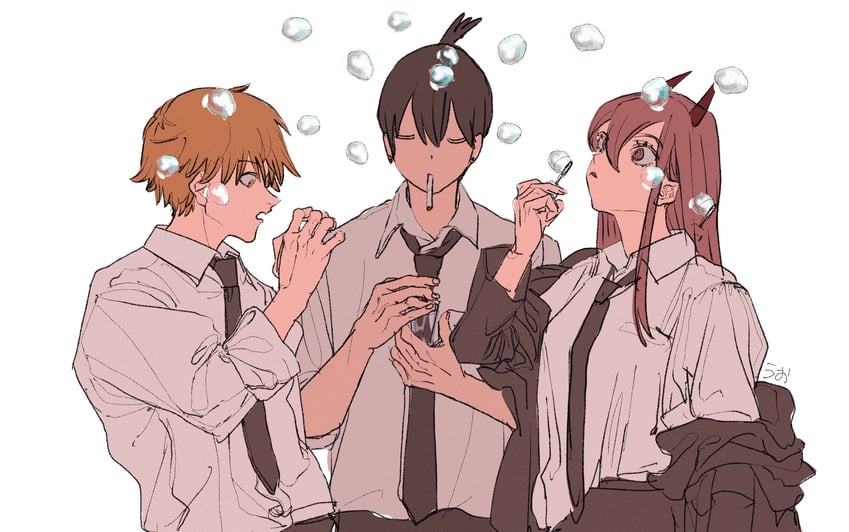 power, denji, and hayakawa aki (chainsaw man) drawn by tasuketemama