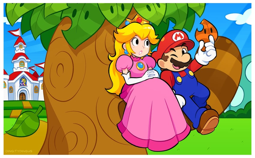 princess peach and mario (mario and 1 more) drawn by vinny_(dingitydingus)